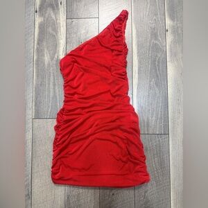SHEIN Vibrant Red One-Shoulder Dress